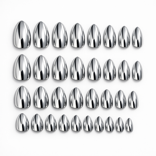 Chrome Metallic Press-On Nails – Almond