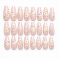 Floral Hand-Painted Press-On Nails – Coffin