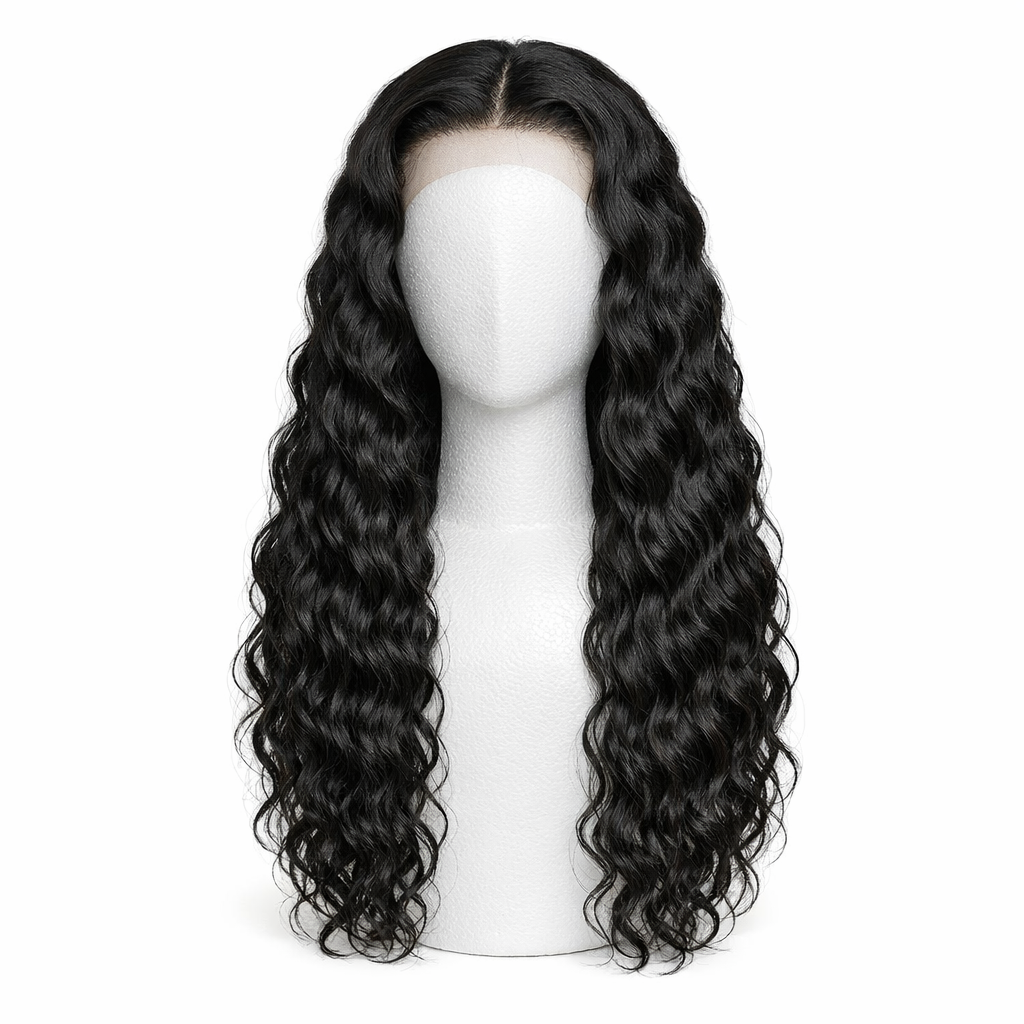 Deep Wave Lace Front Wig – Natural Black